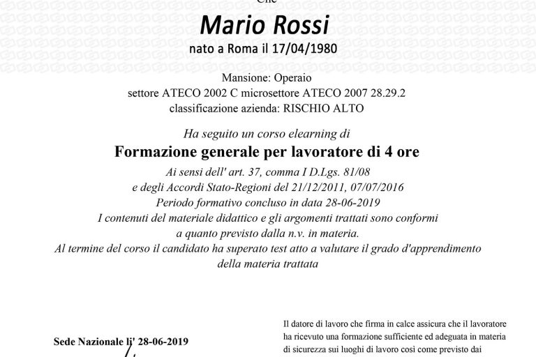 attestato lavoratori aggiornamento